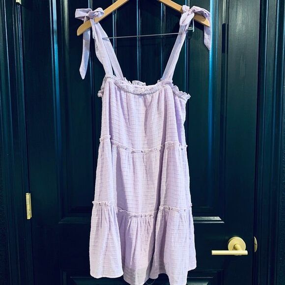 Altard State Bows Above Lavender Purple Ruffle Tie Shoulder Tiered Dress | Small - Picture 2 of 7